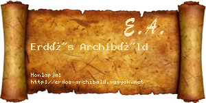 Erdős Archibáld névjegykártya
